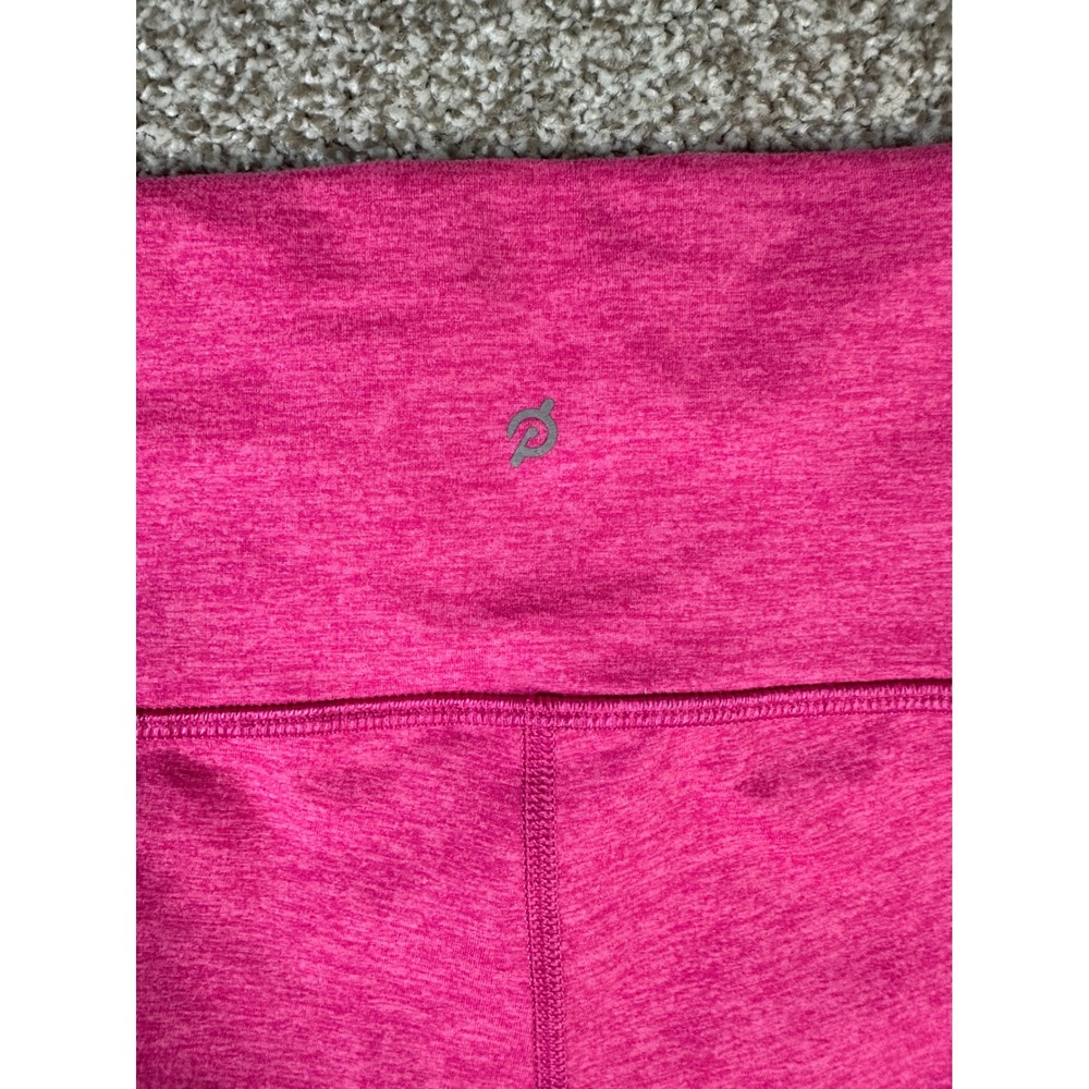 Peloton Womens Pink Heathered High Rise Mesh Crop Leggings Size M Heart Logo - Picture 10 of 10